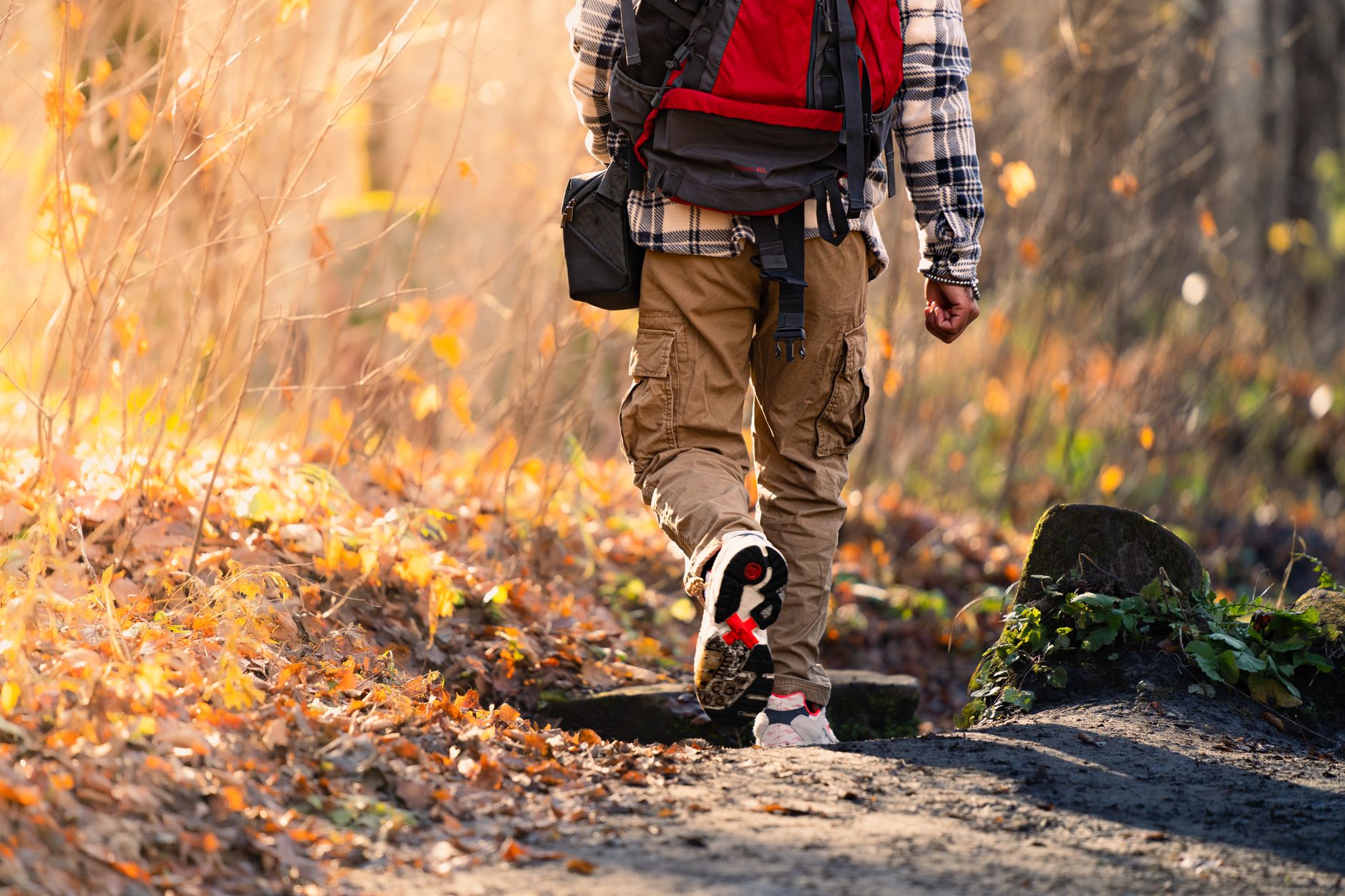 Wearing long pants and boots on a trail